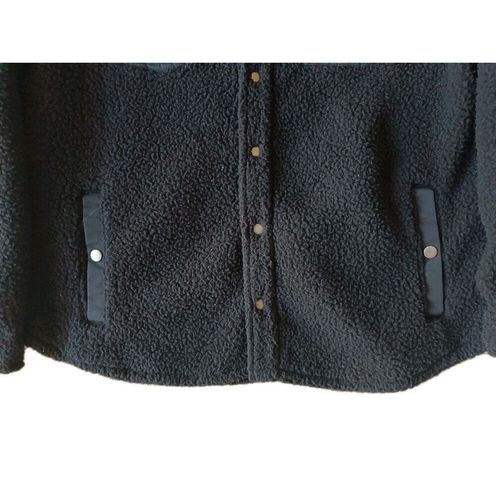 Good Fellow Sherpa Jacket Women's Large Black Snap Button Pockets Long Sleeve - Picture 3 of 8